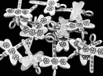 5KH-037 Thai karen hill tribe silver 4 flower print dragonfly charm