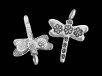 5KH-037 Thai karen hill tribe silver 4 flower print dragonfly charm