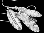 6KH-045 Thai karen hill tribes handmade silver pair Banana leaf earring
