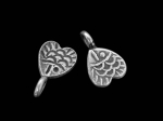 7KH-027 Thai karen hill tribe handmade silver 6 fish print heart charm