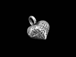 7KH-034 Thai karen hill tribe handmade silver 4 fancy heart puffy charm