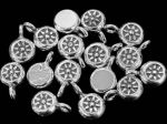 7KH-044 Thai karen hill tribe handmade silver 4 flower print round charm