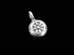 7KH-044 Thai karen hill tribe handmade silver 4 flower print round charm