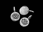 7KH-045 Thai karen hill tribe handmade silver 6 lotus print round charm