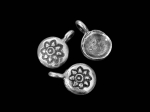 7KH-047 Thai karen hill tribe handmade silver 6 lotus print curve round charm