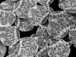 KB-006 Thai karen hill tribe silver 4 flower print fancy round bead