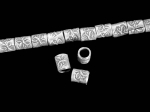 KD-019 thai karen hill tribe silver 30 fancy tube bead with flower print