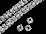 KE-009 thai karen hill tribe silver 8 round print 4 facet bead
