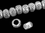 KK-022 Thai Karen hill tribe silver 10 fancy print donut shape bead