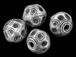 KO-005 thai karen hill tribe silver 1 fancy print round ball bead