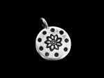 3KH-038 Thai karen hill tribe silver 4 flower print round charm
