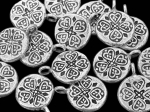 3KH-045 Thai karen hill tribe silver 1 heart print round charm
