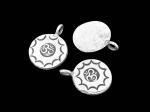 7KH-016 Thai karen hill tribe handmade silver 2 round disc with OM print charm