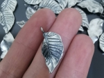 7KH-051 THAI KAREN HILL TRIBE HANDMADE SILVER2 LEAF CHARM