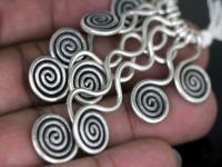 2KH-024 thai karen hill tribe silver 9 swirl wire charm