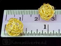 KG-026 24K gold vermeil 4 thai karen hill tribes handmade silver small wire ball bead