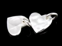 3KH-108 Thai karen hill tribe handmade silver 10 small hammered heart shape charm