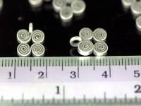 KF-015 thai karen hill tribe handmade silver 4 swirl flower charm