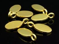 KG-384 24K Gold vermeil thai karen hill tribe handmade silve 4 Smooth oval flat disc charm