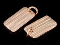 KZ-104 24K rose gold vermeil thai karen hill tribe handmade silver 2 Scratch rectangular disc charm