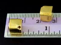 KG-106 24K gold vermeil Karen hill tribe handmade silver 2 plain cube bead 