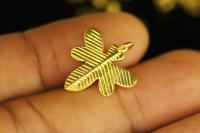 KG-602 24K gold vermeil 2 thai karen hill tribes handmade silver leaf of dragonfly shape charm