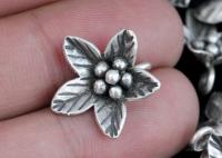 4KH-032 Thai karen hill tribe handmade silver 2 wild flower charm