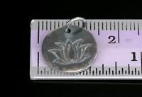 8KH-091 thai karen hil tribe handmade silver 2 black & white printed lotus disc charm 14.0 mm.