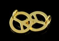 KG-522 24K gold vermeil thai karen hill tribes handmade silver 2 peace sign charm 10.0 mm.