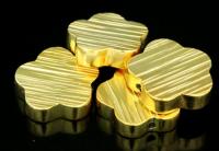 KG-061 Thai karen hill tribe silver 1 gold vermeil line hammered scratch cylinder flower shaped bead