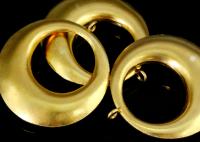 KG-295 Thai karen hill tribe silver 1 gold vermeil smooth puffed crescent charm