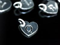 3KH-087 Thai karen hill tribe handemade silver white 6 initial die cut heart charm