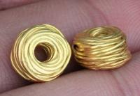 KG-212 24K gold vermeil Karen hill tribe handmade silver 3 wire wrap bead
