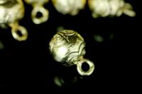 KG-624 Thai karen hill tribe silver 2 gold vermeil fancy round ball bell charm