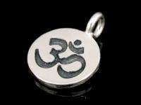 7KH-010 Thai karen hill tribe handmade silver 4 om symbol disc charm