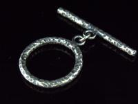 8KH-030 Thai karen hill tribe handmade silver 1 black&white nick hammered round toggle