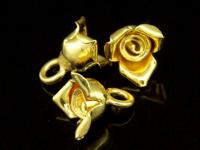 KG-183 24K gold vermeil 2 thai karen hill tribes handmade silver wild rose charm 