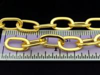 KG-481 24K gold vermeil Karen hill tribe handmade silver flat oval link chain 18 inch 