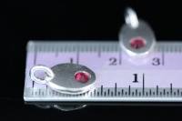 8KH-132 thai karen hill tribe silver 1 pebble charm open jump ring with swarovski crystal birthstone(Jul:Ruby)