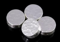 KV-056 Thai karen hill tribe handmade silver 3 hammered cylinder round shaped bead