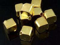 KG-106 24K gold vermeil Karen hill tribe handmade silver 2 plain cube bead 