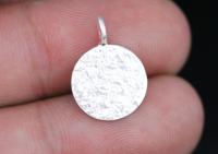 3KH-133 Thai karen hill tribe silver 3 medium rough stone texture round disc charm