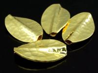 KG-387 24K Gold vermeil 2 thai karen hill tribes handmade silver hammered twist leaf bead
