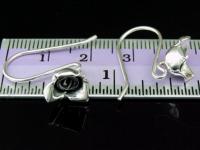 6KH-016 Thai karen hill tribe hanamade silver black & black piar rose flower earring 