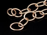 KZ-182 24K rose gold vermeil thai karen hill tribe handmade silver plain oval link chain 24 inch