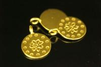 KG-616 24K gold vermeil thai karen hill silver 4 flower print round charm