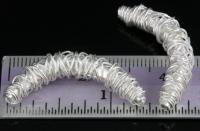 KS-033 Thai karen hill tribe handmade silver 1 swirl wire wrap curved tube bead 