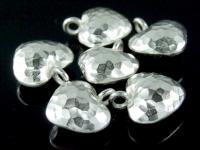 3KH-117 Thai karen hill tribe handmade silver 4 hammered heart puffed charm