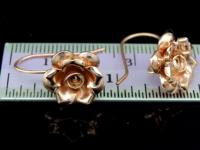 KZ-200 Thai karen hill tribes handmade 24K rose gold vermeil over silver pair rose flower earring 