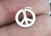 7KH-099 Thai karen hill silver 4 rough stone texture peace sign charm